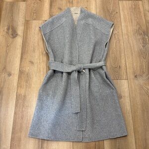 🌟ELIE TAHARI🌟 DOUBLE FACE SLEEVELESS BELTED WRAP WOOL BLEND COAT VEST GRAY L